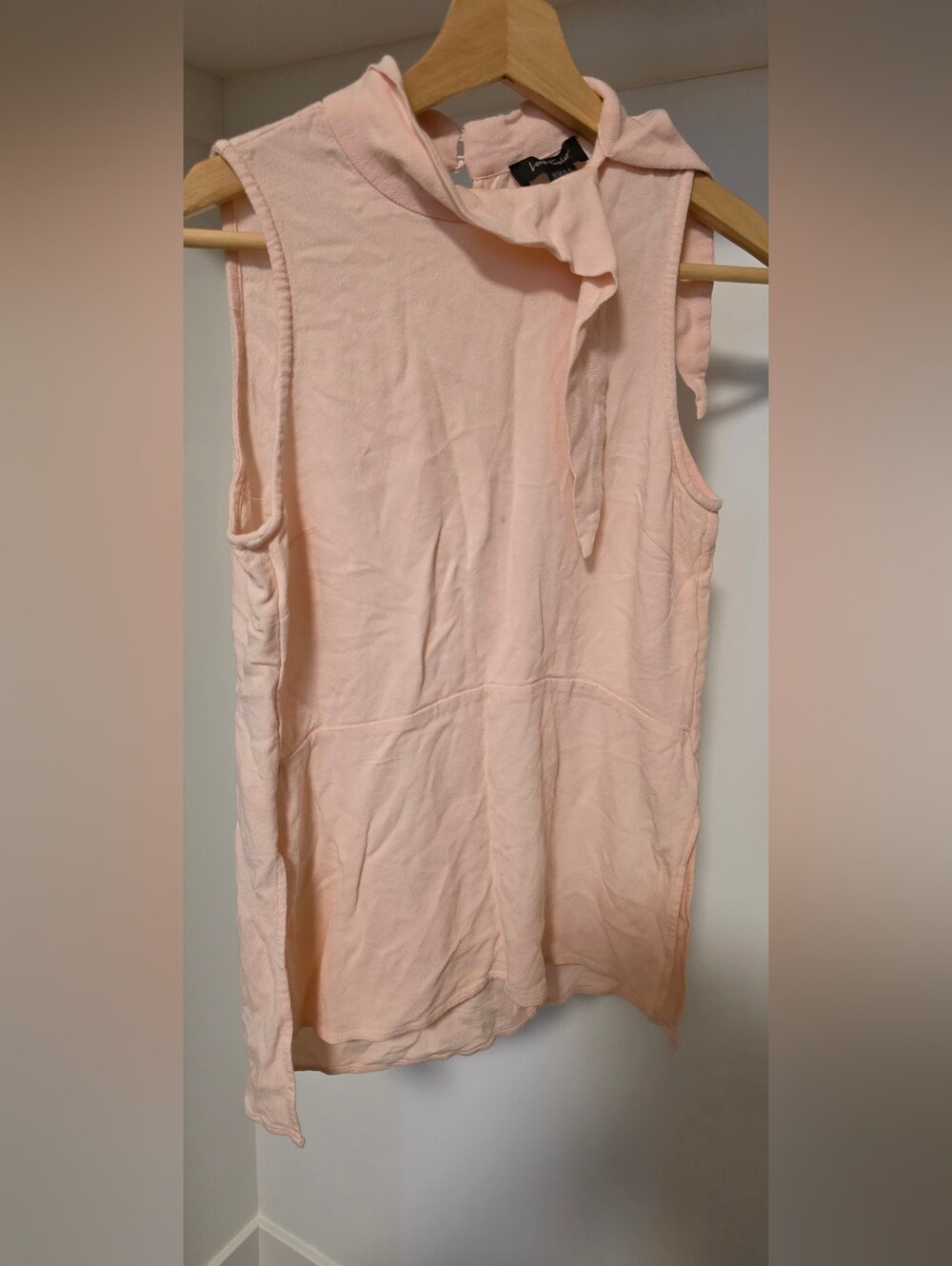 Lord & Taylor Pale Pink Sleeveless Tie-Neck Tank